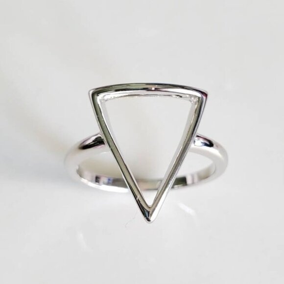 Slice of Life Triangle Ring, Sterling Silver Ring, high polished, Boho Chic - Picture 1 of 9